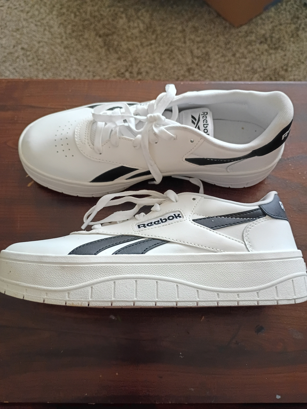 Reebok Women's White  Low-Top Sneakers with Black Accents